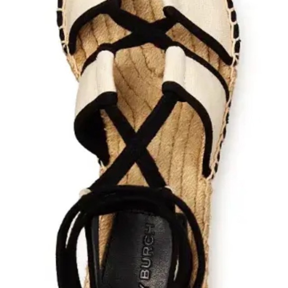 Women's Black and White Wedge Sandals - Picture 3 of 10